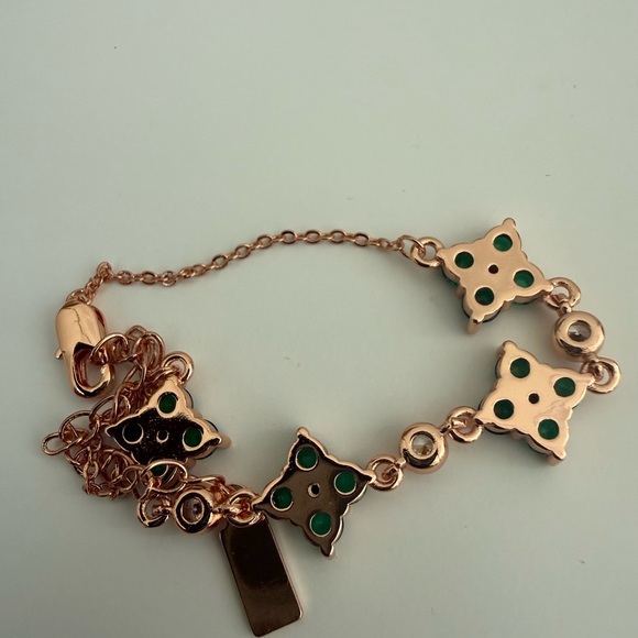 🆕 Luxury Rose Gold Plated Brass Four-leaf Clover Chain Link Bracelets - Picture 3 of 5